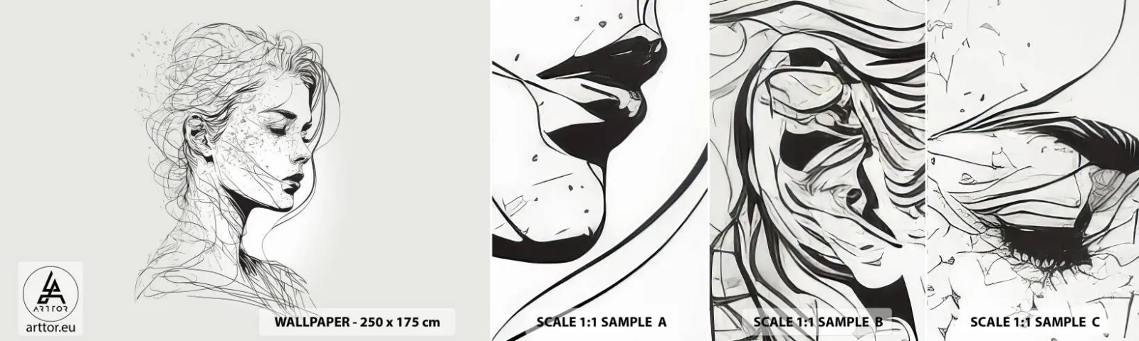 Fotótapéta Minta Standard Eco - Portré álmodozásban - Nő, portré, Vonal - 100x30 cm