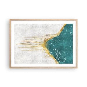 Poszter világos tölgy keretben - Aranyló dagály - 70x50 cm