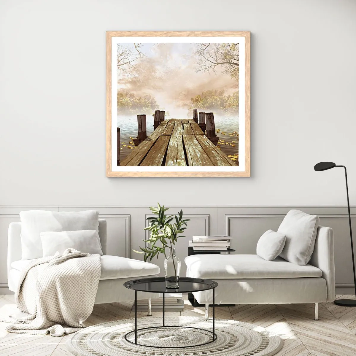 Poszter világos tölgy keretben - Az ősz enyhe szomorúsága - 50x50 cm