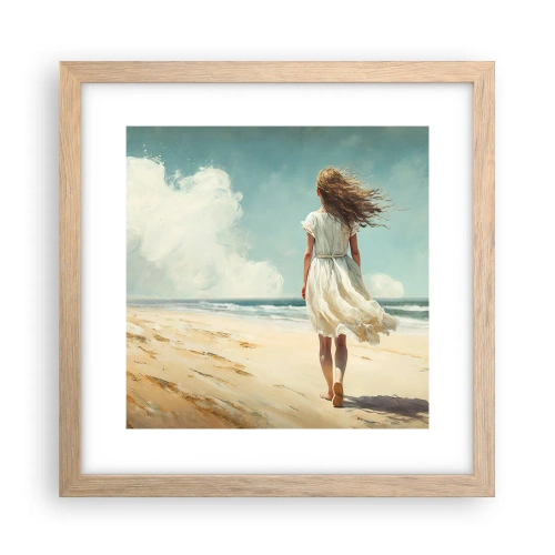 Poszter világos tölgy keretben - Találkozás a nappal és a széllel - 30x30 cm