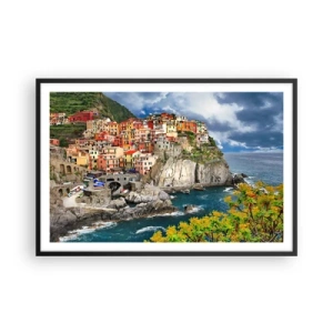 Poszter fehér keretben - Egy csoport a sziklákra simulva - 91x61 cm