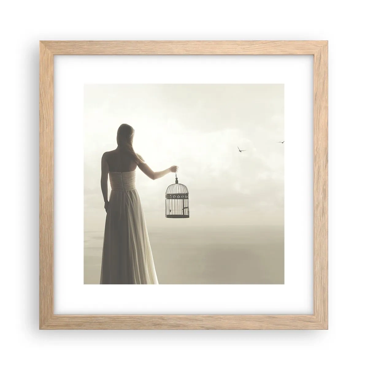 Poszter világos tölgy keretben - Légy szabad - 30x30 cm