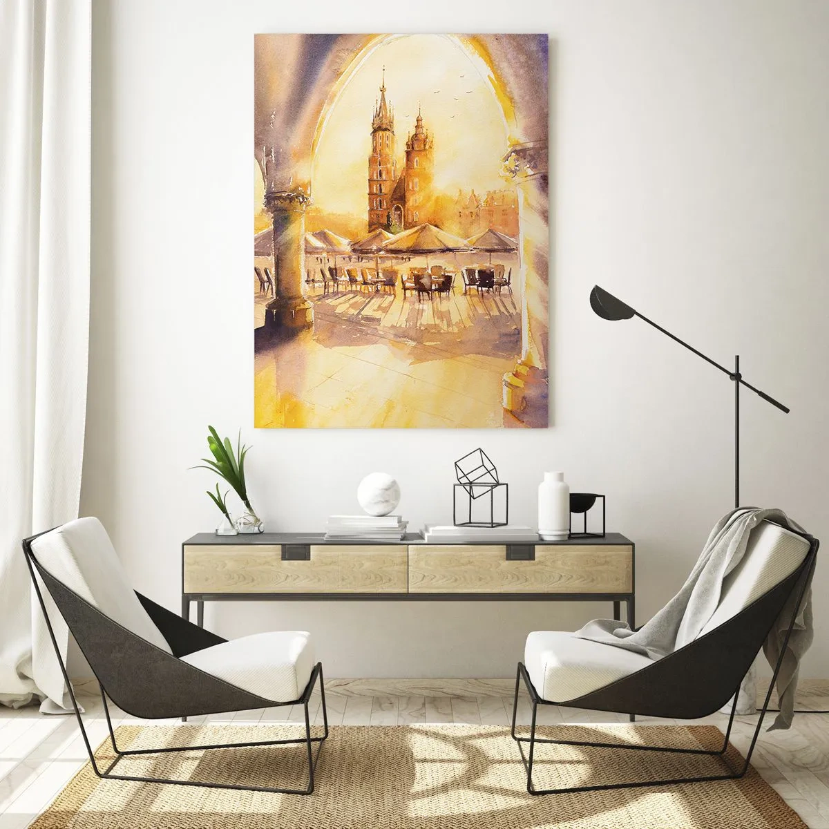 Üveg kép - Napkelte a krakkói piactér felett - 50x70 cm