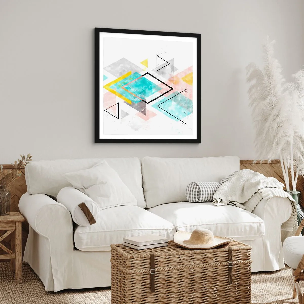 Poszter fehér keretben - Geometriai játék - 30x30 cm