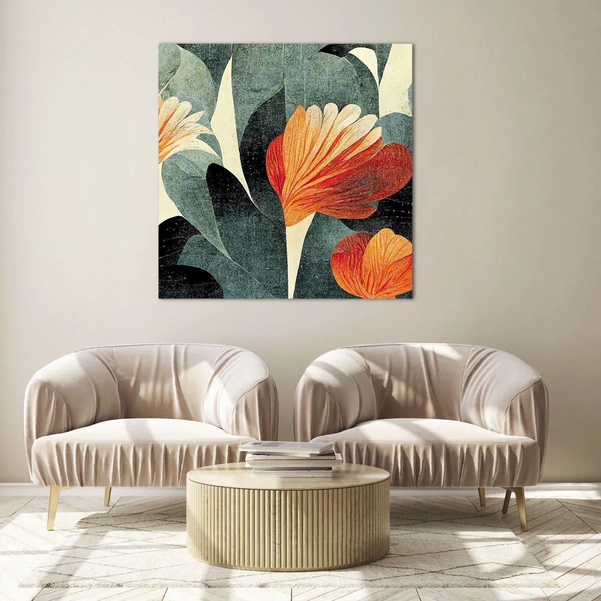 Üveg kép - A trópusok forrósága és a zöldellő hűvösség - 70x70 cm