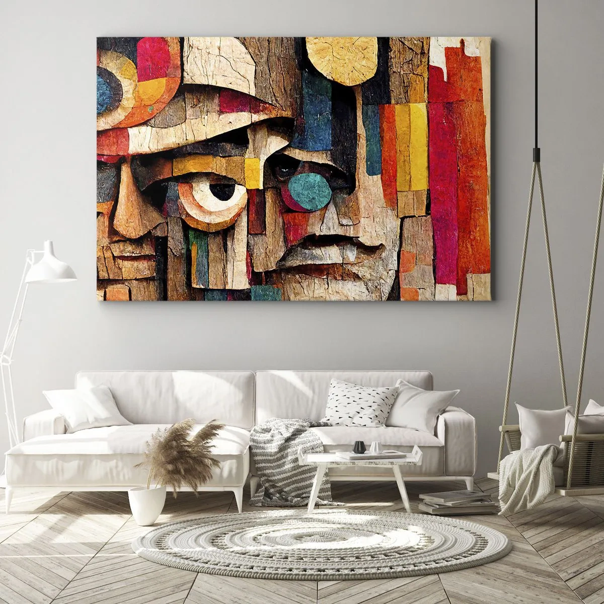 Vászonkép - Absztrakt arcok intenzív színekben - 70x50cm - Látlak téged... - Modern fali dekoráció nappalihoz és hálószobához ARTTOR