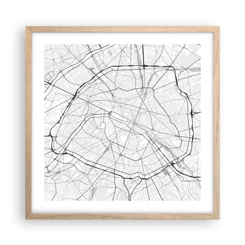 Poszter világos tölgy keretben - Párizs virága - 50x50 cm