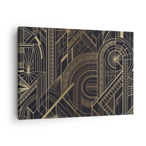 Vászonkép - Arany geometrikus minták fekete alapon Art Deco stílusban - 70x50cm - Koncepciók, ötletek, tervek - Modern fali dekoráció nappalihoz és hálószobához ARTTOR