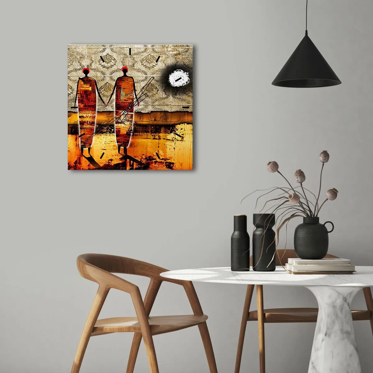 Falióra, Óra - Etnikai összetétel Afrika színeiben - 40x40 cm