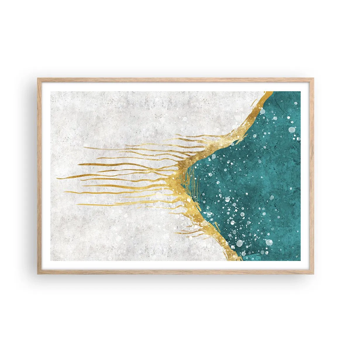 Poszter világos tölgy keretben - Aranyló dagály - 100x70 cm