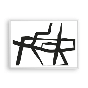 Poszter fekete keretben - Fekete-fehér konstrukció - 100x70 cm