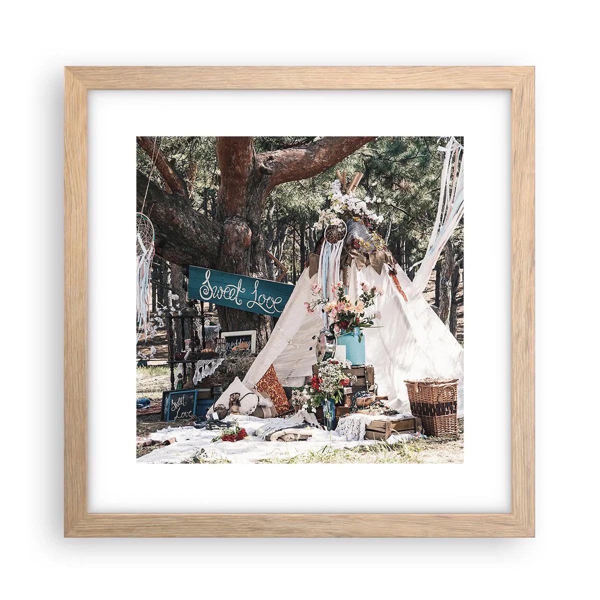 Poszter világos tölgy keretben - Make love… - 30x30 cm