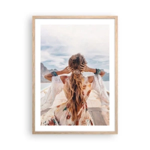 Poszter világos tölgy keretben - Az út a boldogság felé  - 50x70 cm