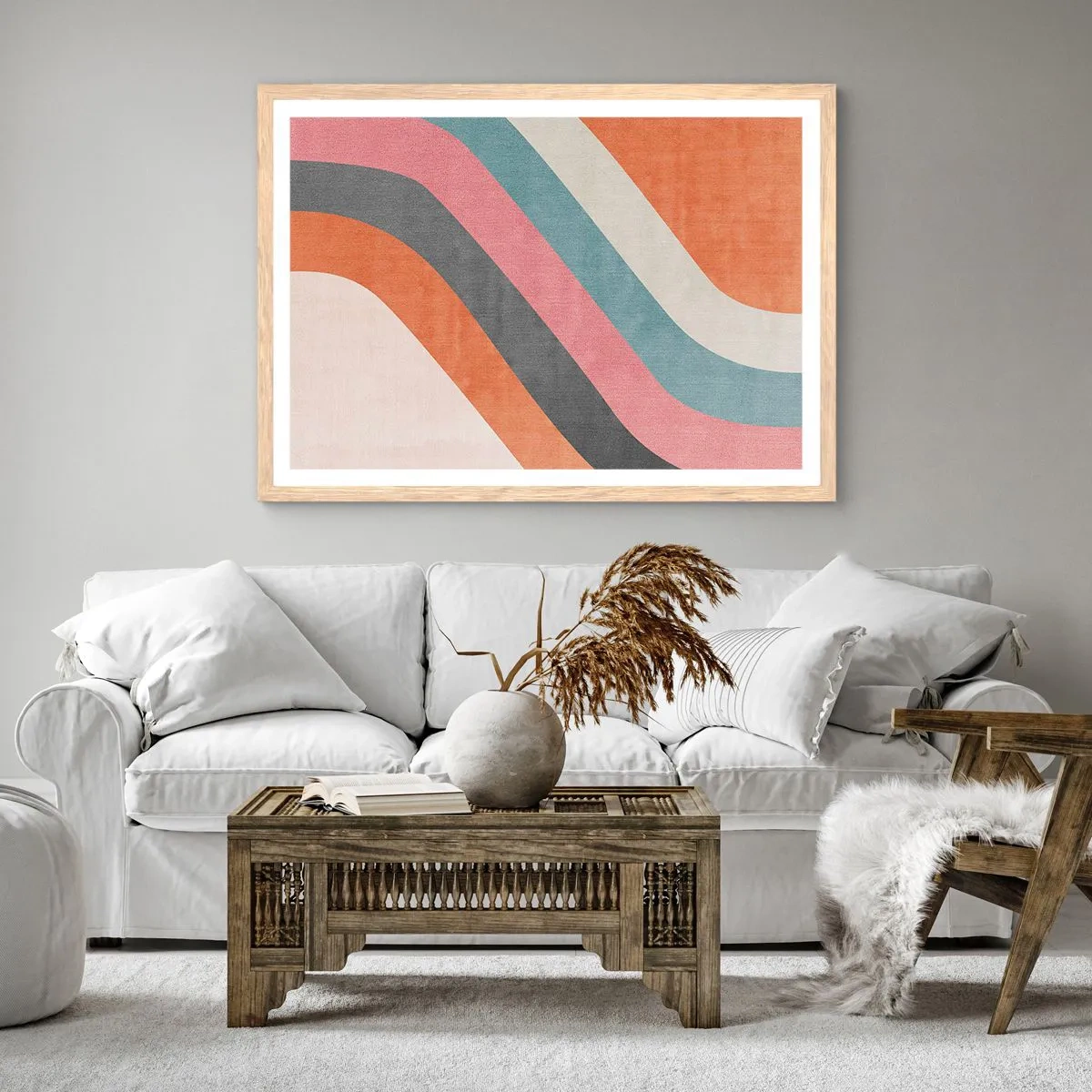 Poszter világos tölgy keretben - Diagonális kompozíció - mozgás - 100x70 cm