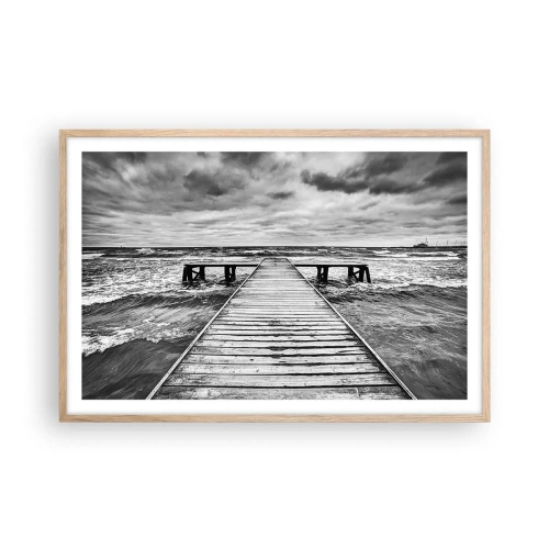 Poszter világos tölgy keretben - Várom, hogy elűzze a szél... - 91x61 cm