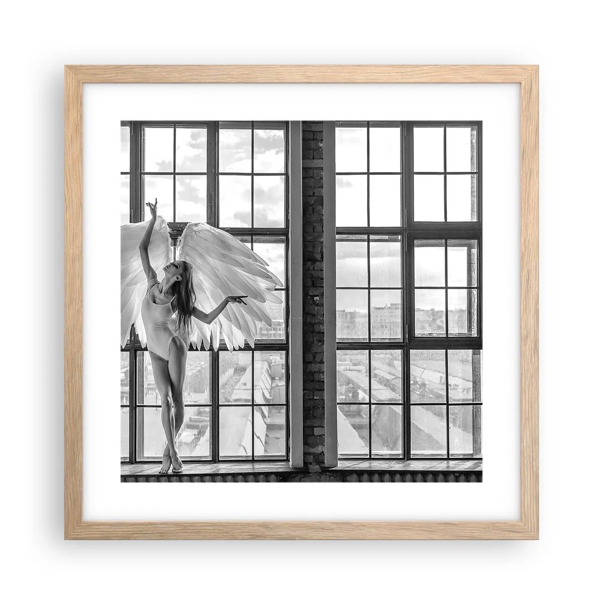 Poszter világos tölgy keretben - Angyalok városa? - 40x40 cm