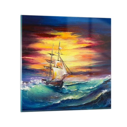 Üveg kép - Bátran a hullámok alatt - 30x30 cm