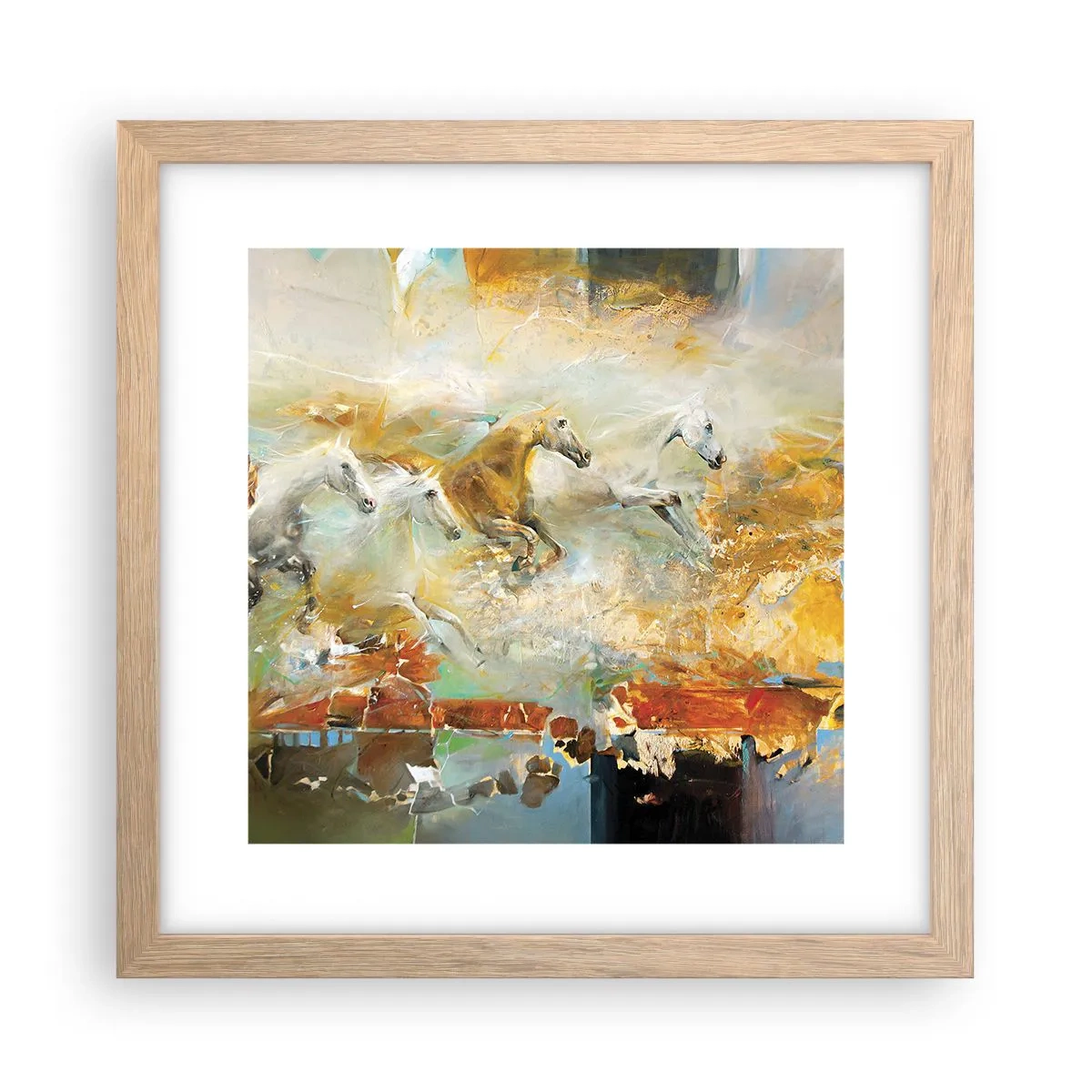 Poszter világos tölgy keretben - Vágta a fényen át  - 30x30 cm