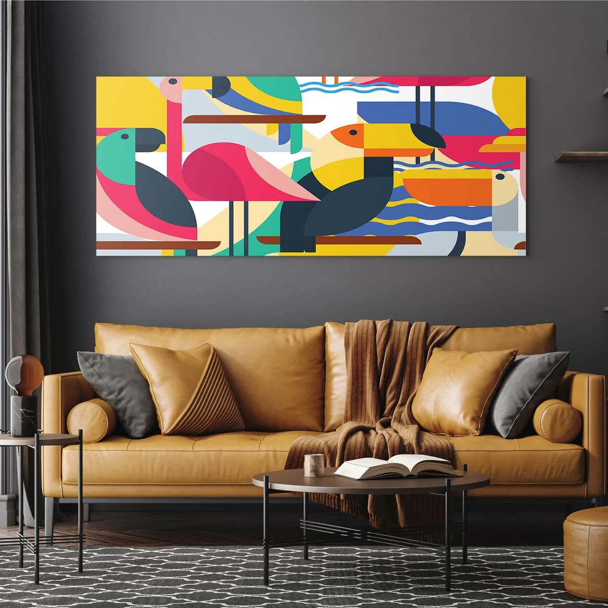 Üveg kép - Madárparti - 100x40 cm