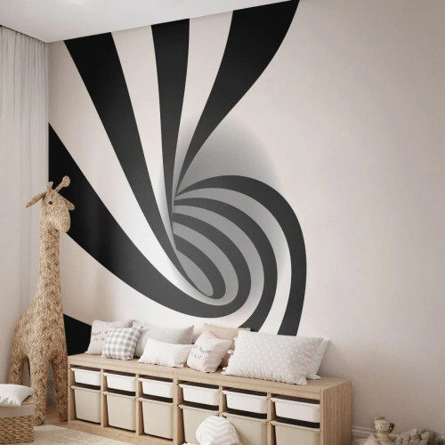 Fotótapéta Premium Canvas - És mégis forog - Absztrakció, Grafika, Fekete és fehér - 350x256 cm