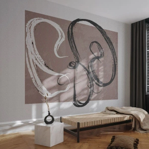 Fotótapéta Standard Eco - Modern ecsetvonások bézs alapon - 100x70cm - Kompozíció - a teljesség keresése - Modern fali dekoráció nappalihoz és hálószobához ARTTOR