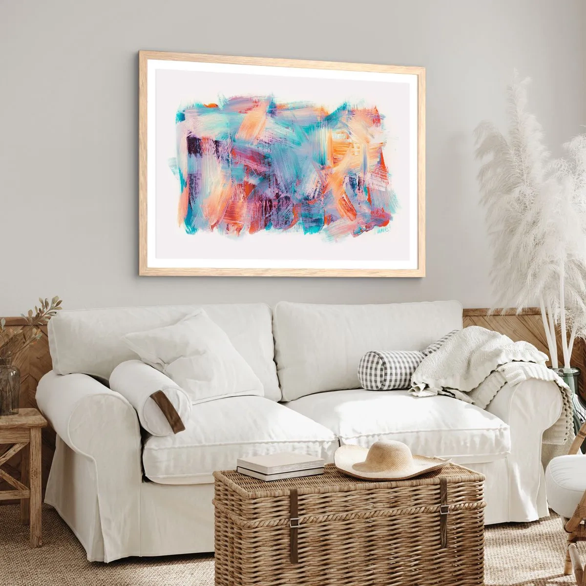 Poszter világos tölgy keretben - Színes rendetlenség - 70x50 cm