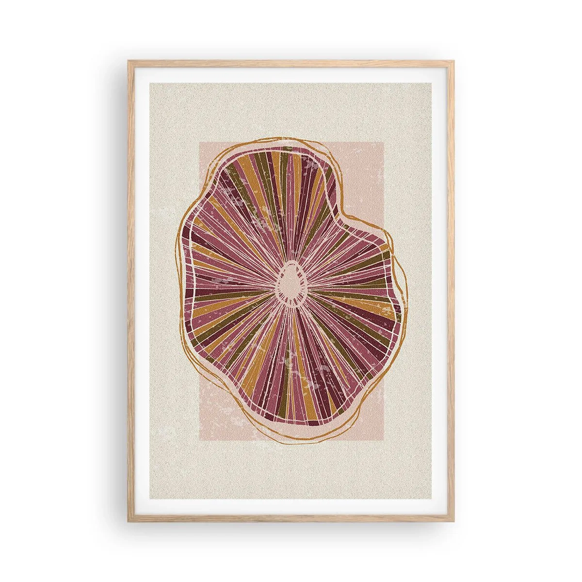 Poszter világos tölgy keretben - Sugárzó absztrakció - 70x100 cm