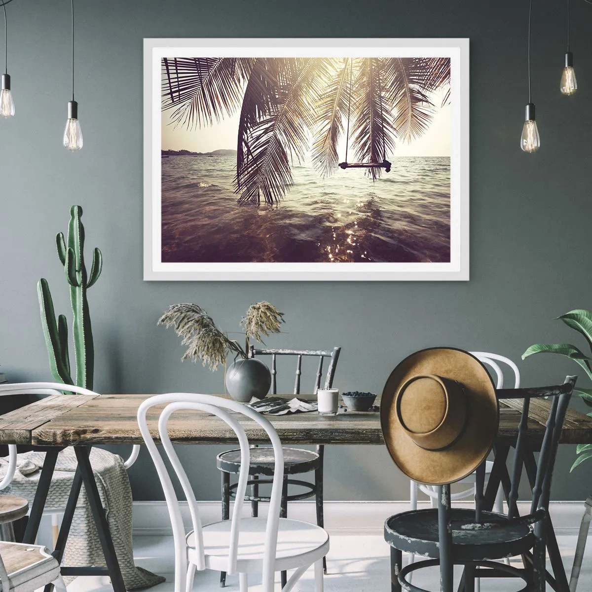 Poszter fekete keretben - Tetszés szerint hintázhat a felhők között - 100x70 cm