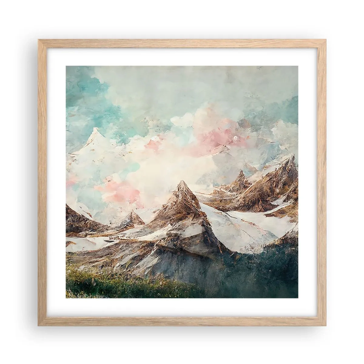 Poszter világos tölgy keretben - Sziklás pengék - 50x50 cm