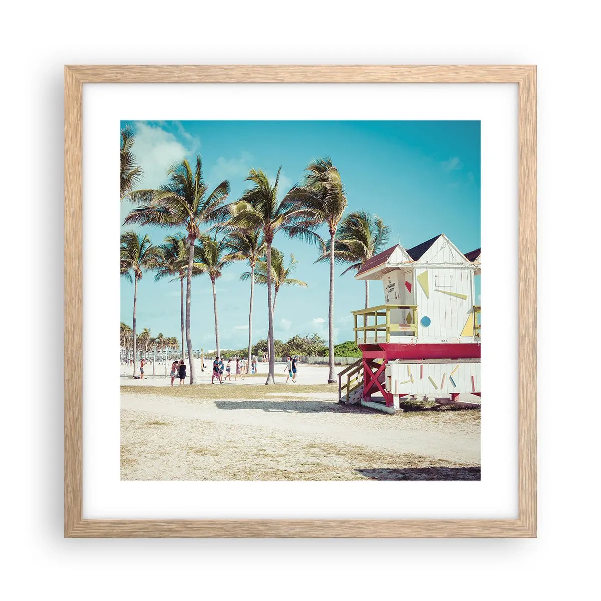 Poszter világos tölgy keretben - Gyönyörű nap vár rád - 40x40 cm