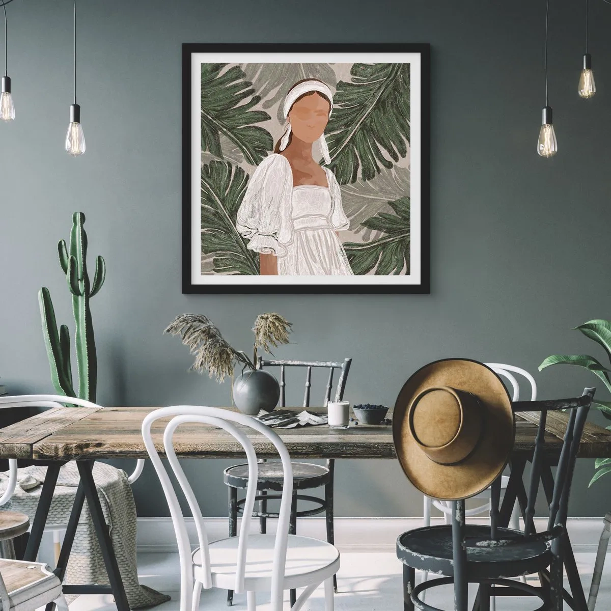 Poszter fehér keretben - Egzotikus portré - 40x40 cm