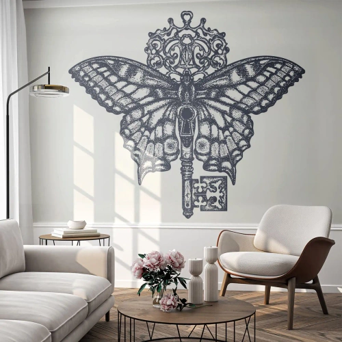 Öntapadós Fotótapéta Deluxe Sticker - A szív minden titka - Absztrakció, Pillangó, Kulcs - 200x140 cm