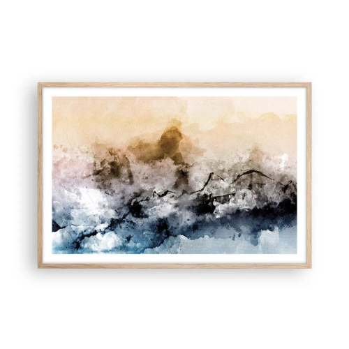 Poszter világos tölgy keretben - Ködfelhőbe fulladt - 91x61 cm
