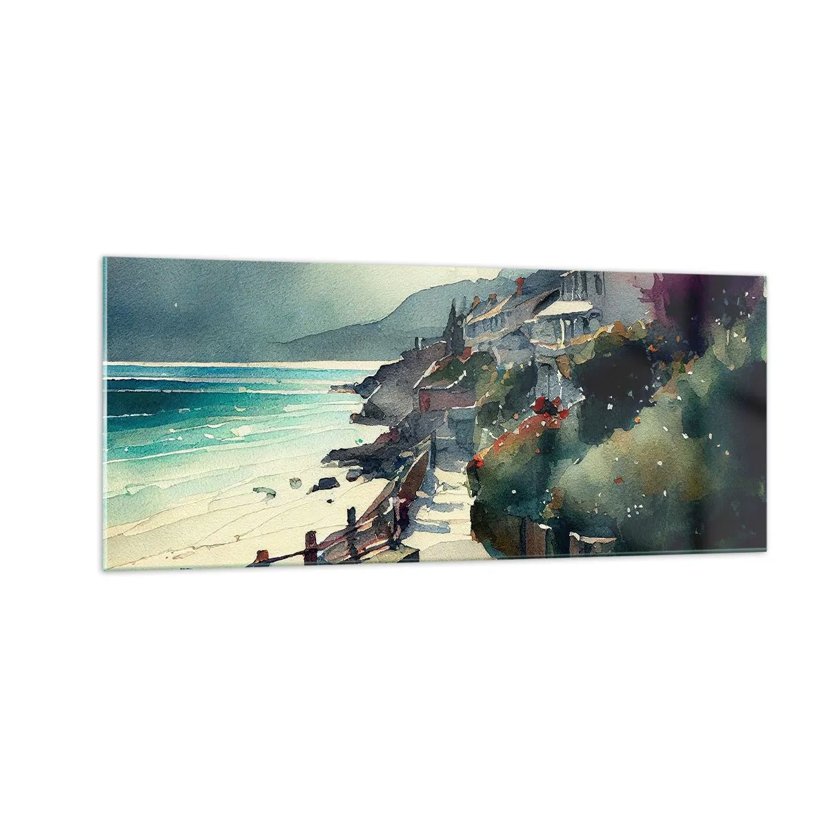 Üveg kép - Mediterrán város - 100x40 cm