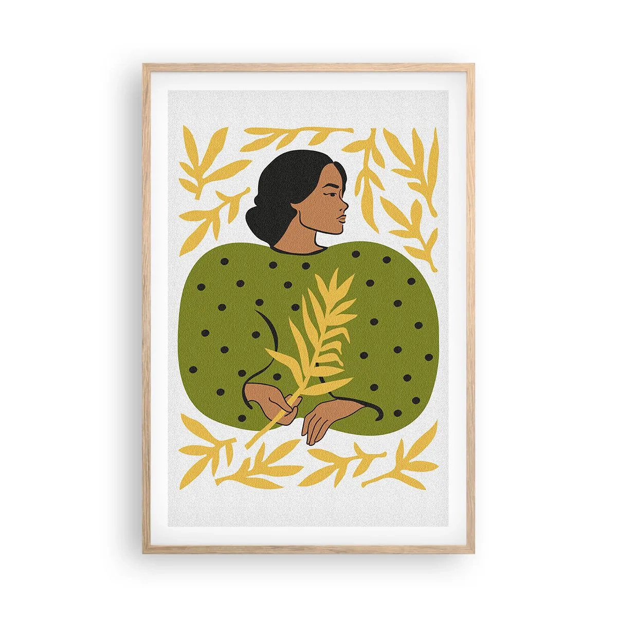 Poszter világos tölgy keretben - Hawaii lány - 61x91 cm