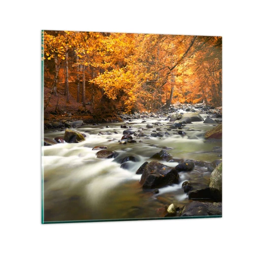 Üveg kép - Egy patak az aranyerdőben - 70x70 cm