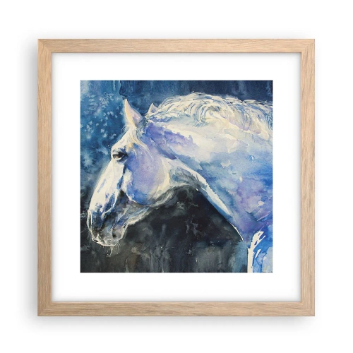 Poszter világos tölgy keretben - Portré kék fényben - 30x30 cm