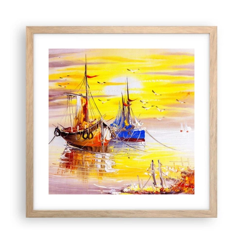 Poszter világos tölgy keretben - Megérdemelt pihenés a kikötőben - 40x40 cm