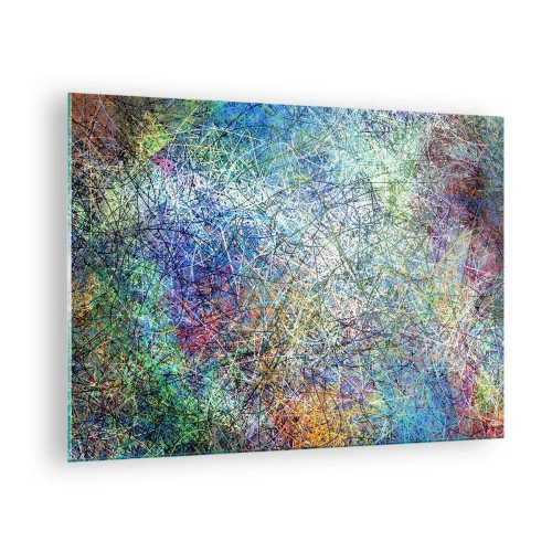 Üveg kép - Színes absztrakció dinamikus vonalakkal - 70x50cm - Ez nem olyan egyszerű - Modern fali dekoráció nappalihoz és hálószobához ARTTOR
