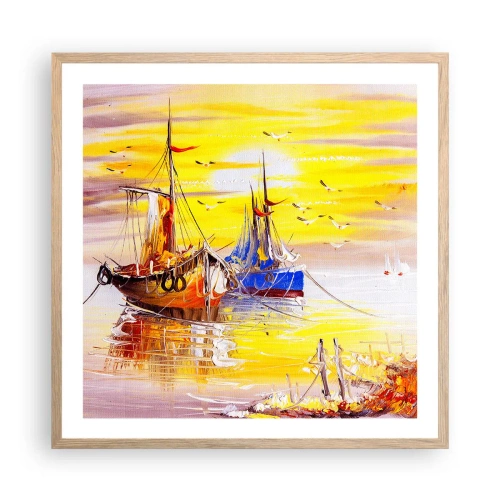 Poszter világos tölgy keretben - Megérdemelt pihenés a kikötőben - 60x60 cm