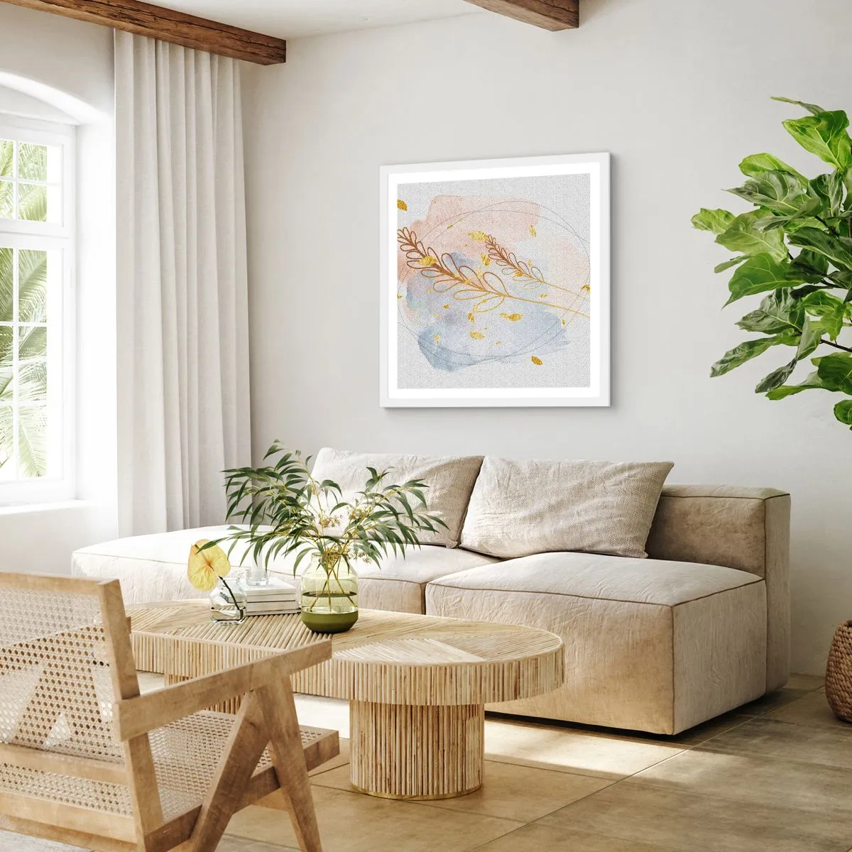 Poszter fekete keretben - Aranyszínű fuvallat - 30x30 cm