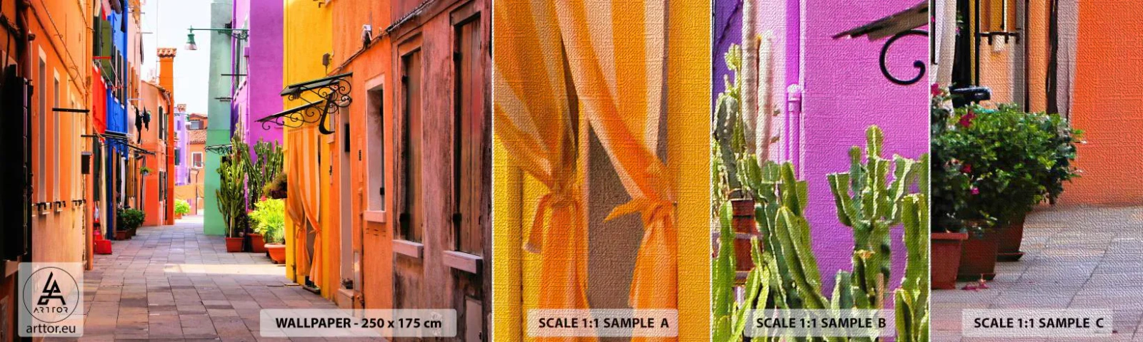 Fotótapéta Minta Premium Canvas - Szivárványos sikátor - Város, Velence, Építészet - 100x30 cm