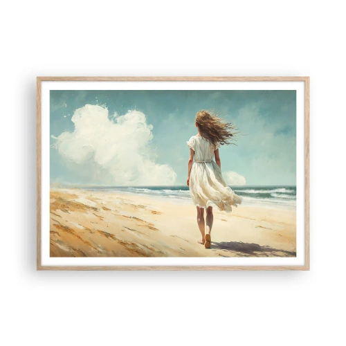 Poszter világos tölgy keretben - Találkozás a nappal és a széllel - 100x70 cm