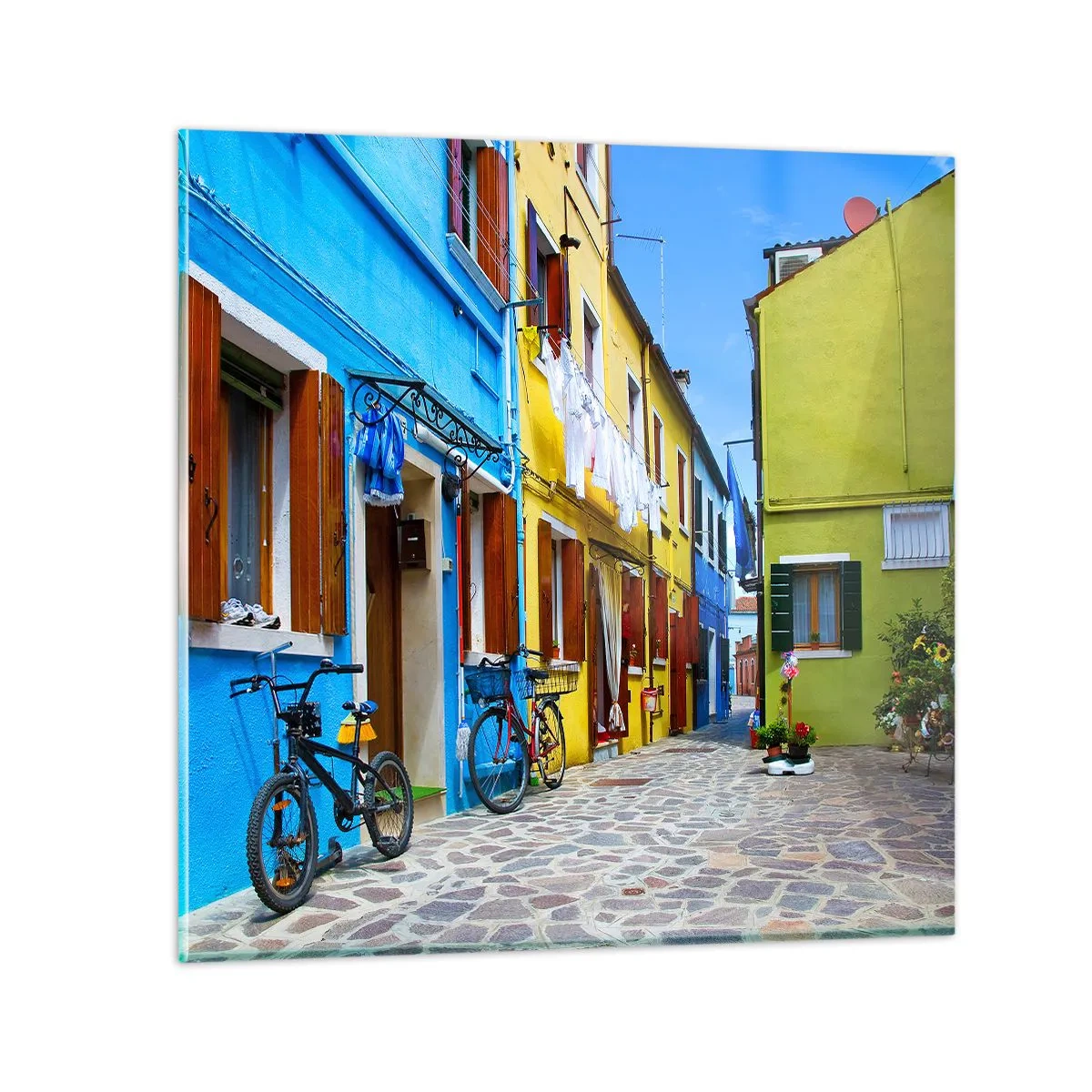 Üveg kép - Pasztell, édes sikátor - 30x30 cm