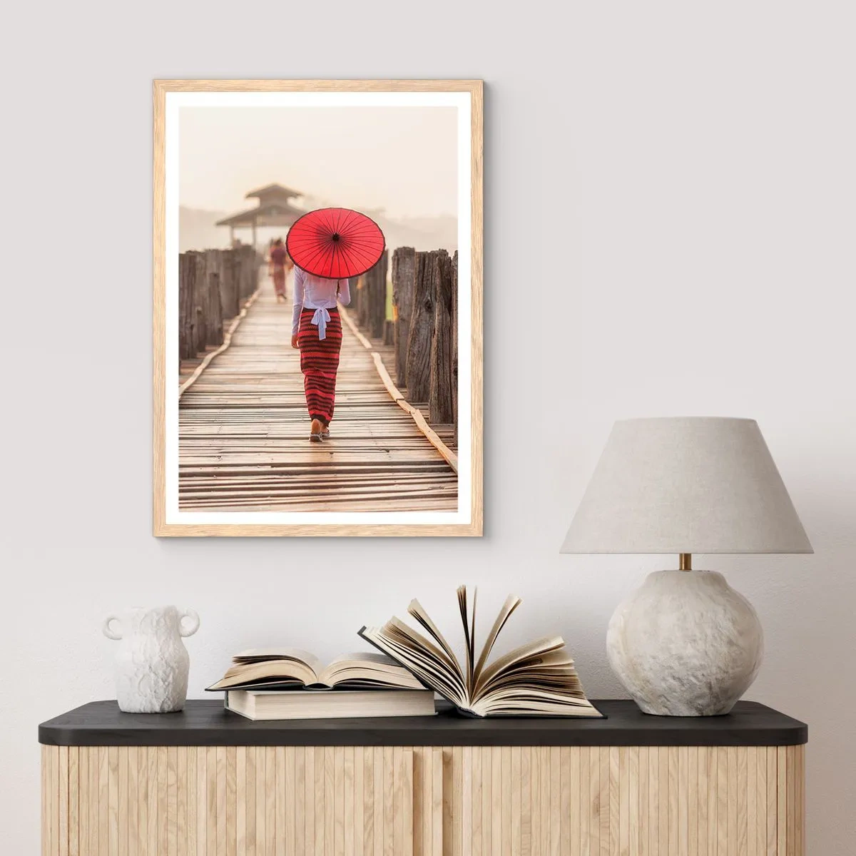 Poszter világos tölgy keretben - A régi hídon - 61x91 cm