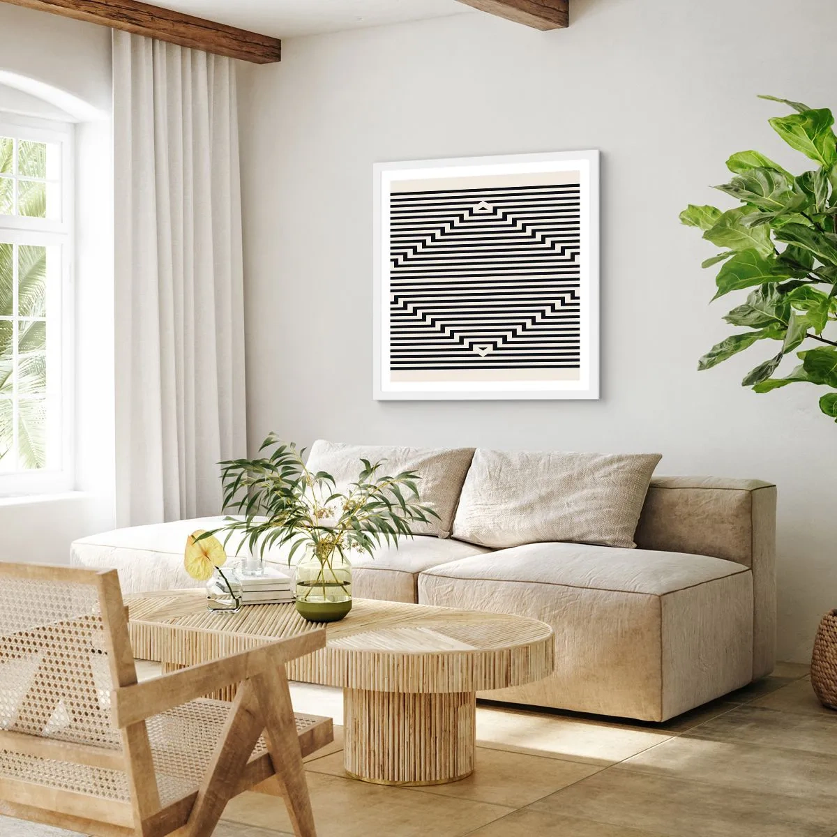 Poszter fekete keretben - Geometrikus illúzió - 60x60 cm