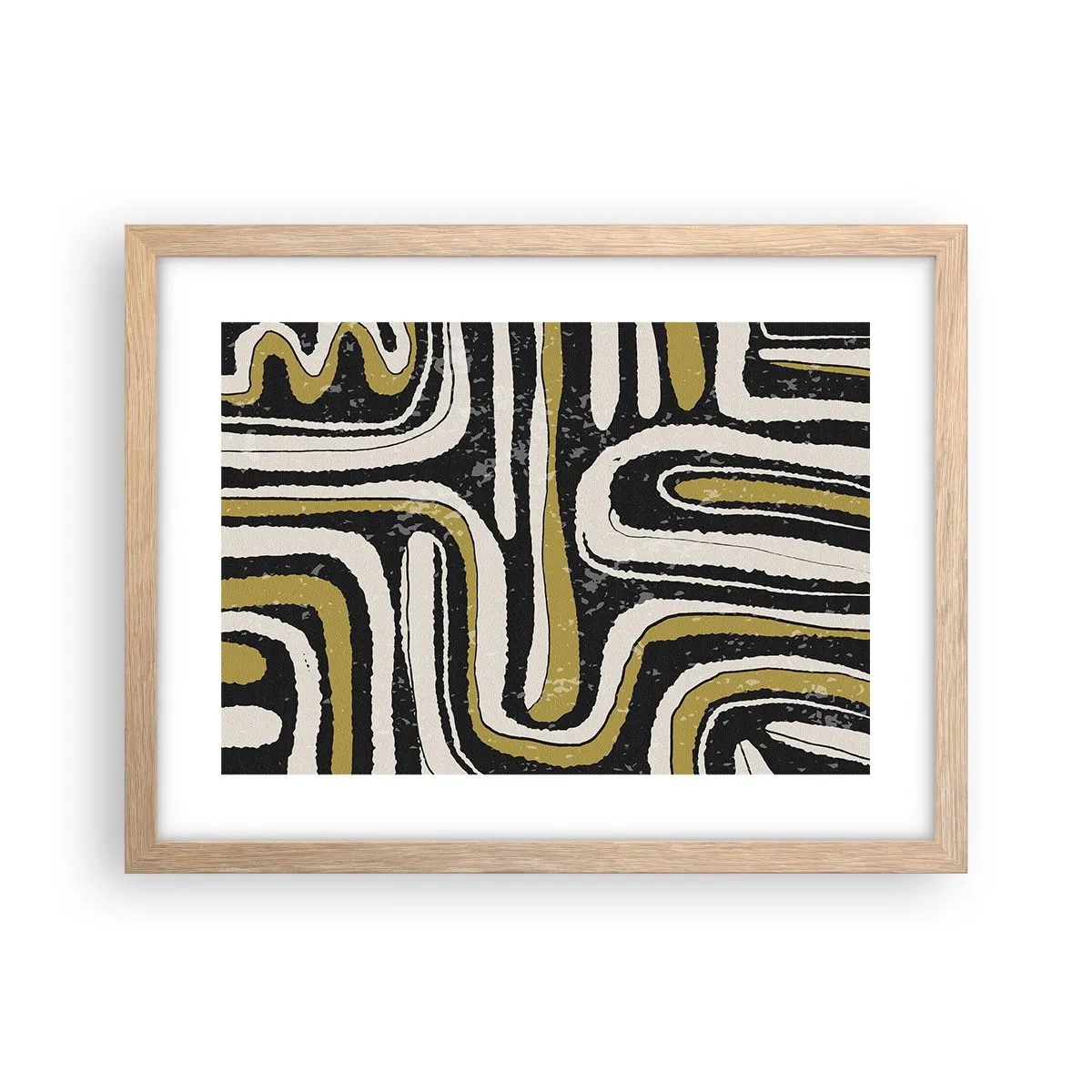 Poszter világos tölgy keretben - Kompozíció: traktusok és sikátorok - 40x30 cm