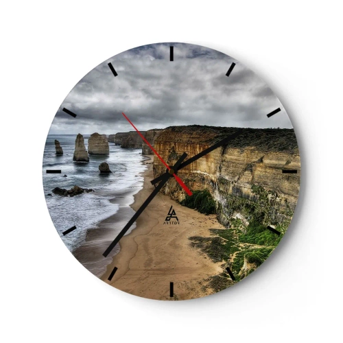 Falióra, Óra - Part sziklákkal és stranddal - 30x30cm - Nyers gyönyör - Modern fali dekoráció nappalihoz, konyhához és hálószobához ARTTOR