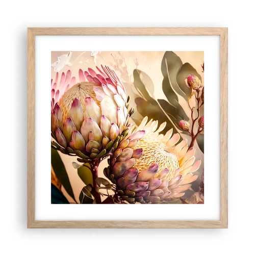 Poszter világos tölgy keretben - Gyengéden átölelve - 40x40 cm