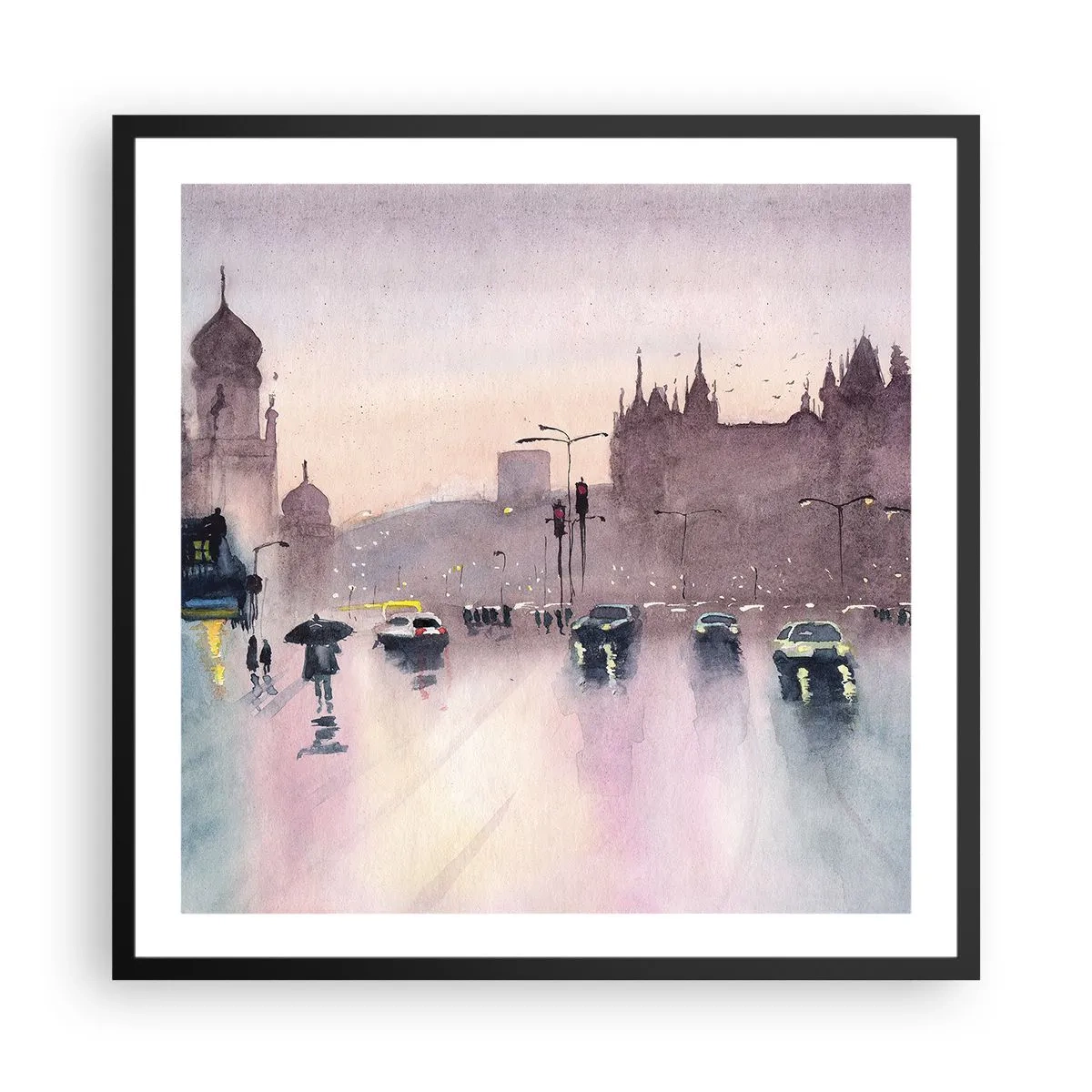 Poszter fehér keretben - Az esős ködben - 60x60 cm